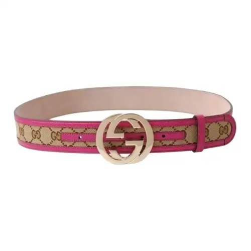 GUCCI Interlocking G Canvas Belts Women's Purple Width 4cm
