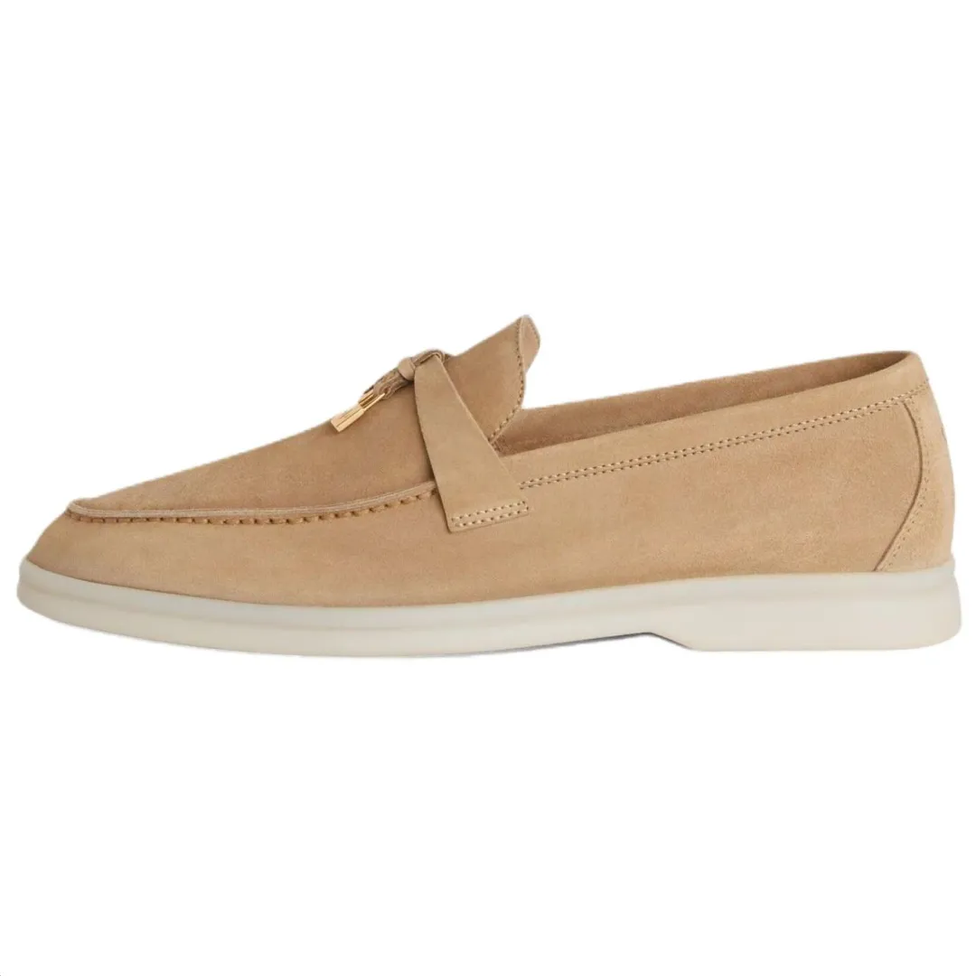 Loro Piana Suede Casual Shoes Women's Sandstone
