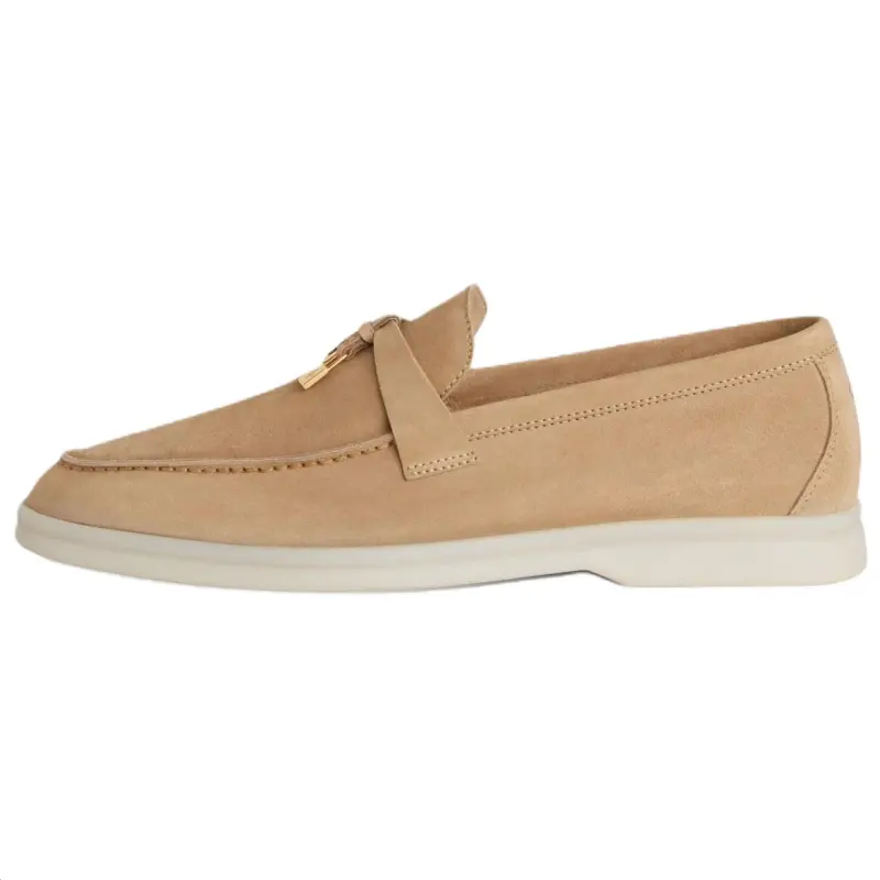 Loro Piana Suede Casual Shoes Women's Sandstone