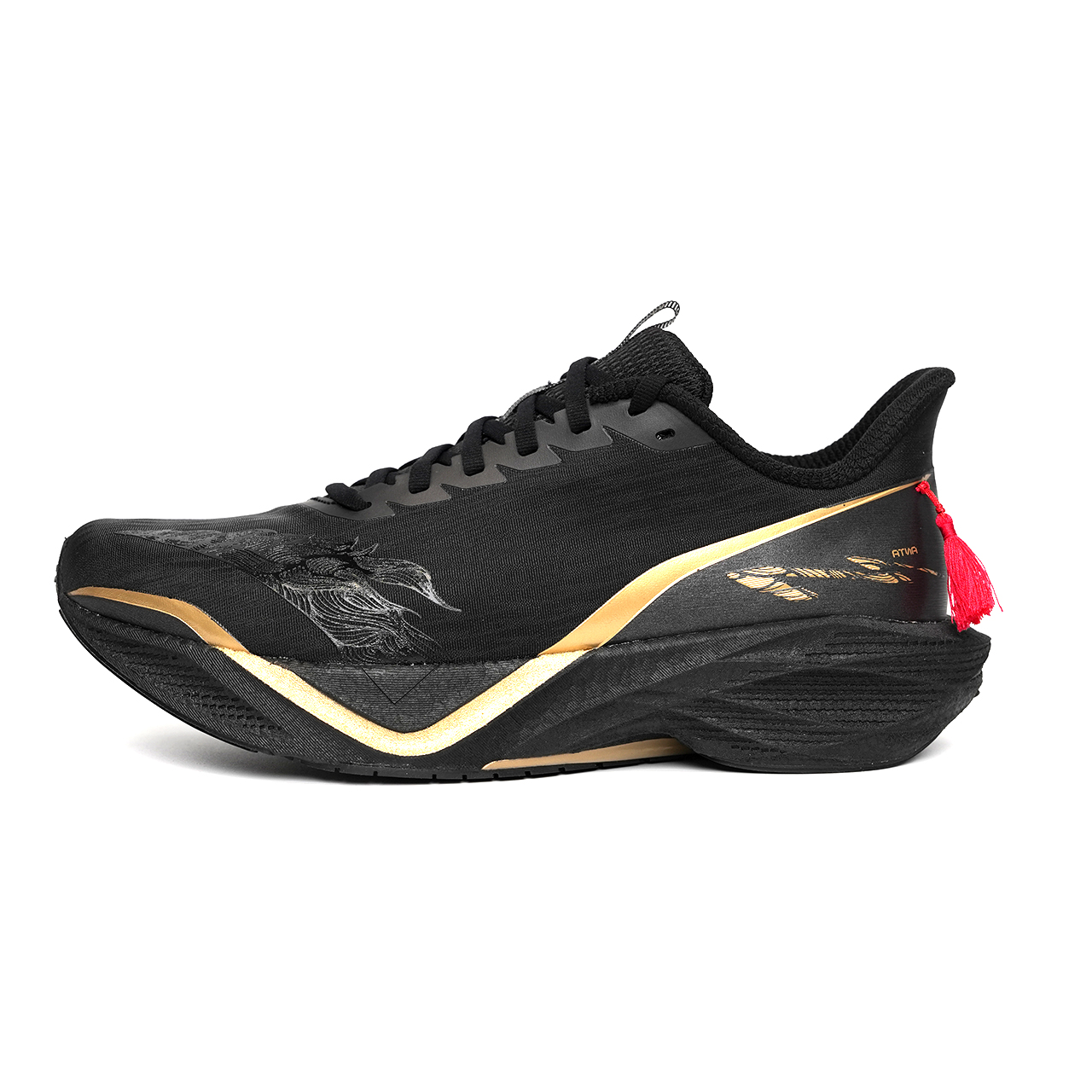 Anta Mach 6 Year of the Horse color return carbine comfortable lightweight shock-absorbing low-top sports running shoes men's basic black/metallic gold