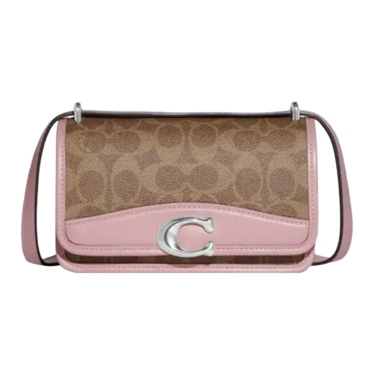 COACH Bandit Artificial Leather, Luxury Style, Refined Calfskin Shoulder Bag, Crossbody Bag Small Women's Brown & Pink