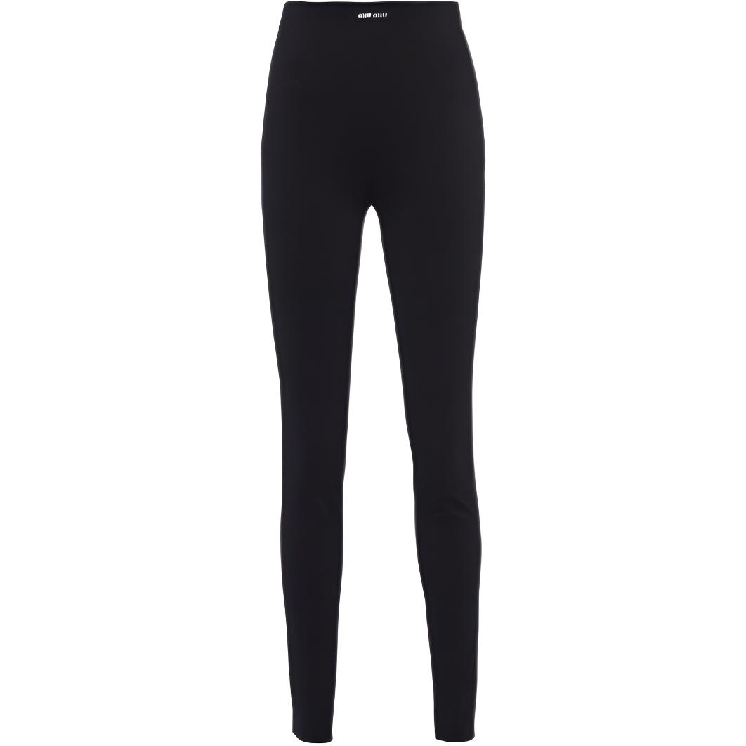 MIU MIU Logo patch Zipped Jersey Leggings