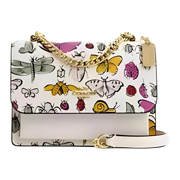 COACH Klare Coated Canvas With Smooth Leather Crossbody Bags Small Women's Gold & Chalk Multicolor