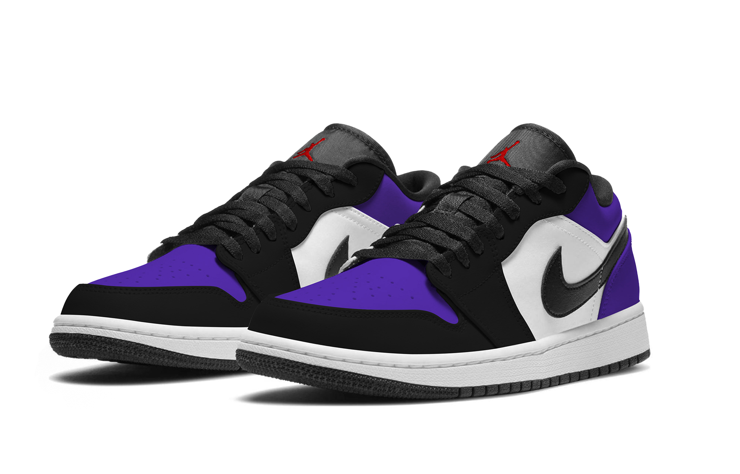 Jordan Air Jordan 1 Fashion Low top Vintage Basketball Shoes Unisex Black White Purple