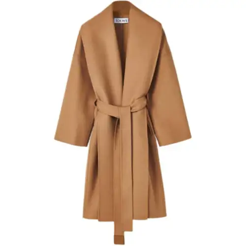 LOEWE Velvet Jackets Women's Camel Scarf Collar Moderate