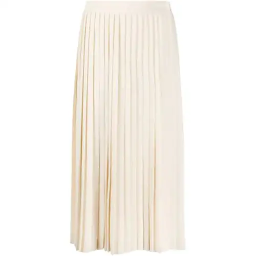 PRADA Casual Long Skirts Women's Beige Moderate Long Pleated Skirt