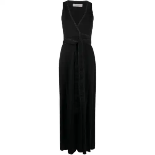 Golden Goose Sleeveless Dresses Women's Black V Neck Moderate Long