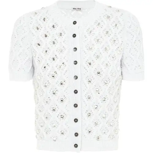 MIU MIU Cashmere Sweaters Women's Cloud Gray Crew Neck Moderate