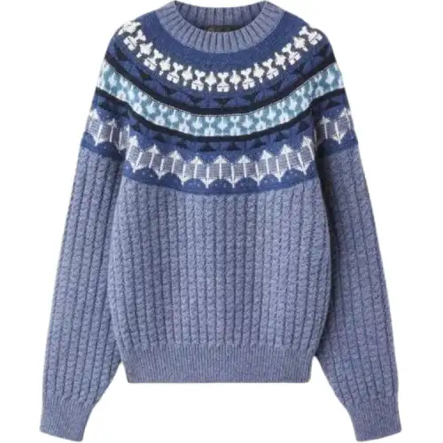 Loro Piana Crew Neck Cashmere Sweater Women's Blue Purple