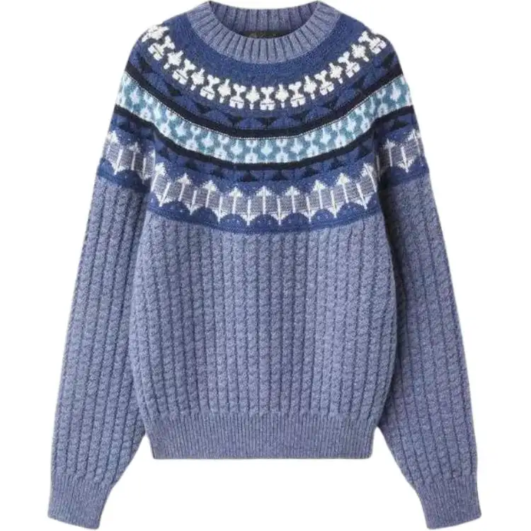 Loro Piana Crew Neck Cashmere Sweater Women's Blue Purple