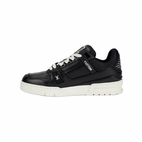 LOUIS VUITTON Trainer Leather Low top Skateboard Shoes Men's Black
