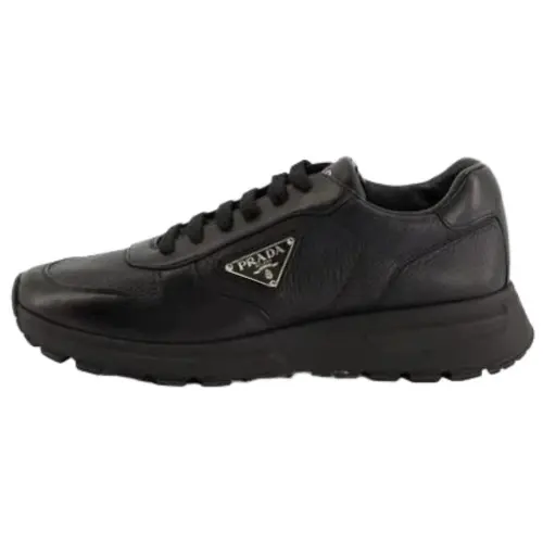 PRADA Triangle Sheepskin Low top Casual Shoes Men's Black
