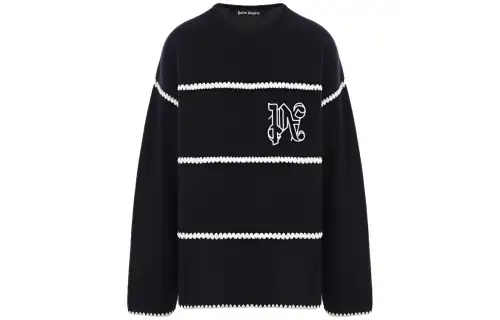 Palm Angels embroidered-monogram striped jumper