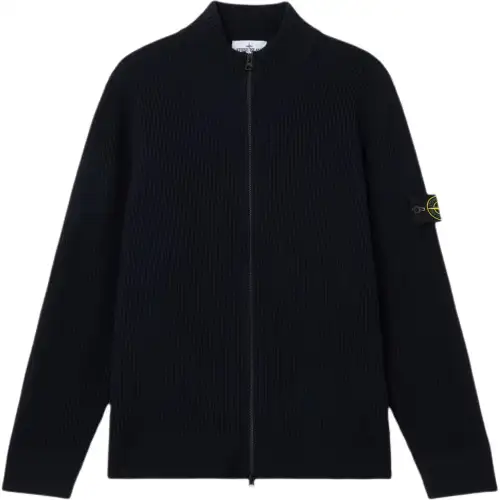 STONE ISLAND Logo Patch Zip Up Cardigan