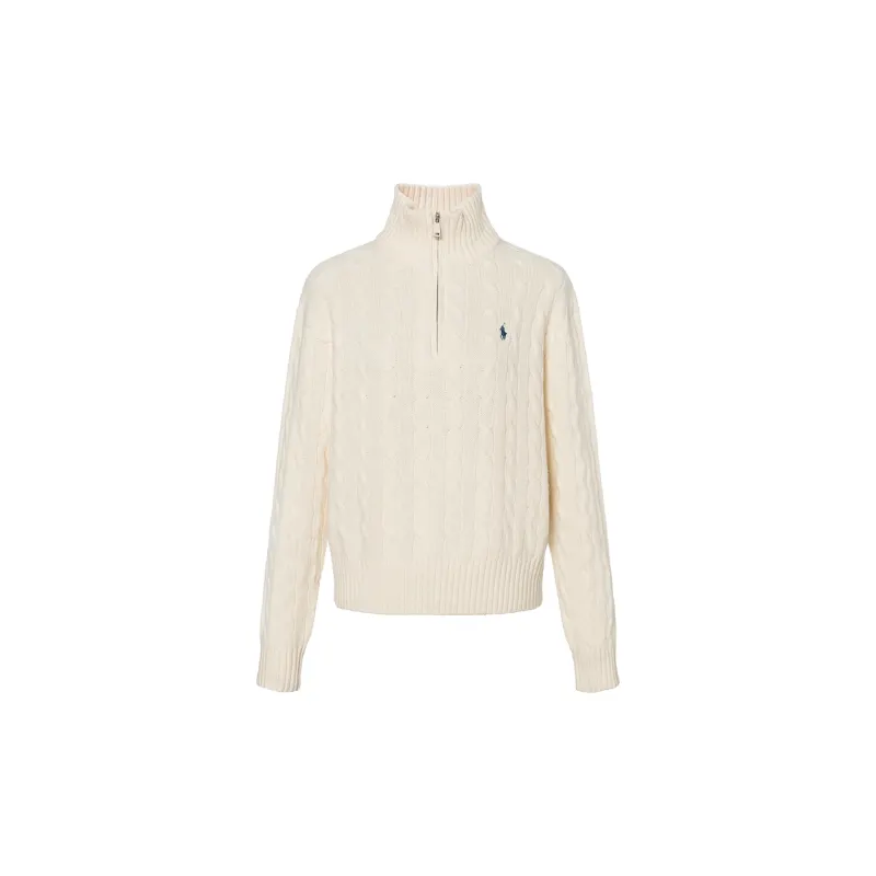 Polo Ralph Lauren Long-sleeve, beige sweater, logo embroidery service