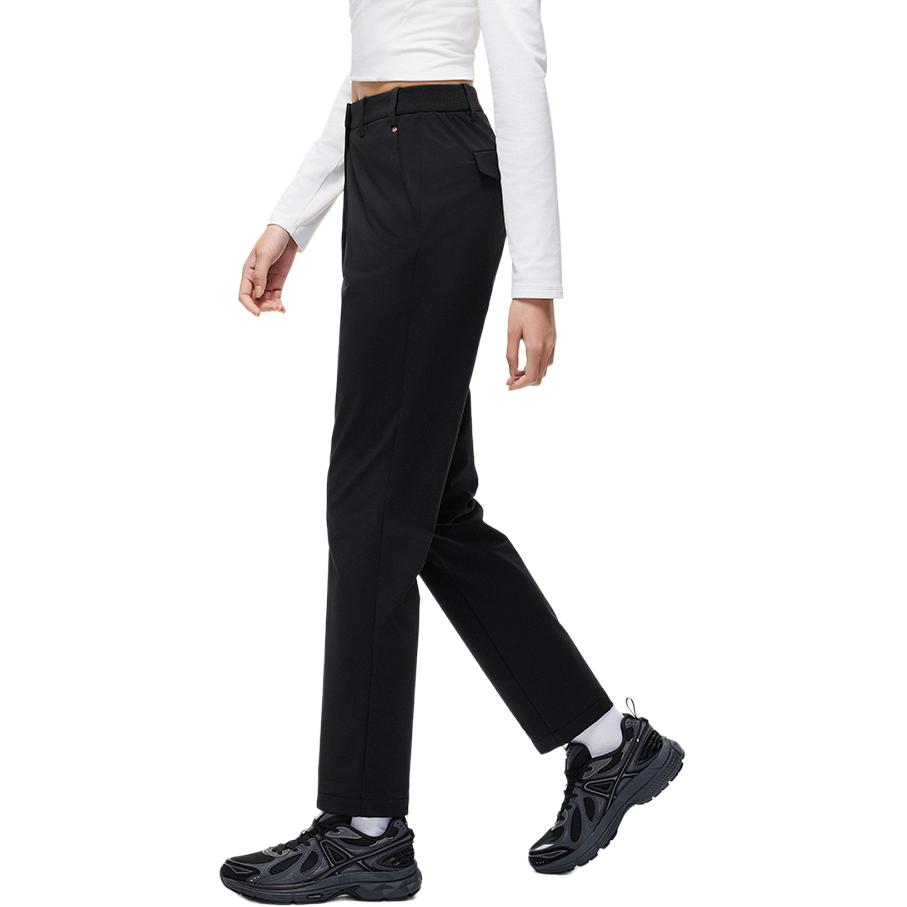 Anta Champion All Weather Collection Comfortable Casual Minimalist Style Fleece Lined Sports Pants Women’s Basic Black