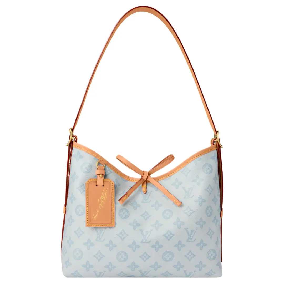 LOUIS VUITTON Carryall Coated Canvas Crossbody Bag, Shoulder Bag Small Women's Light Blue