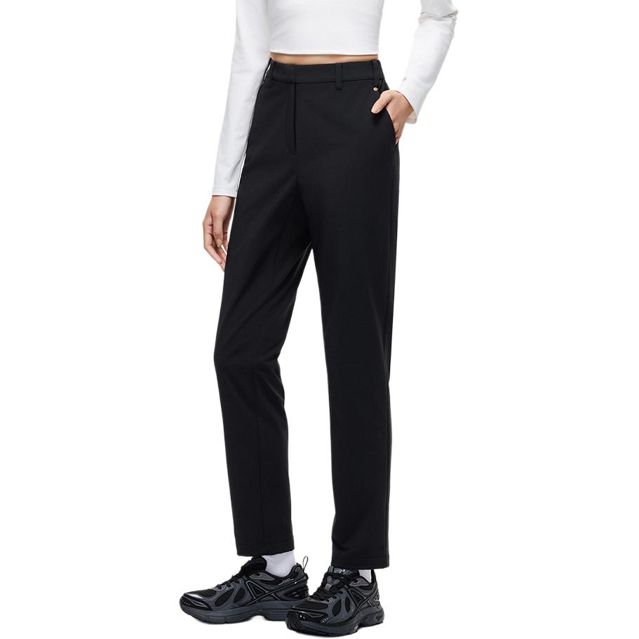 Anta Champion All Weather Collection Comfortable Casual Minimalist Style Fleece Lined Sports Pants Women’s Basic Black