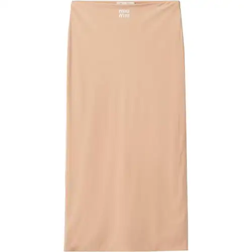MIU MIU Knit Long Skirts Women's Cameo Brown Moderate Mid Length Pencil Skirt