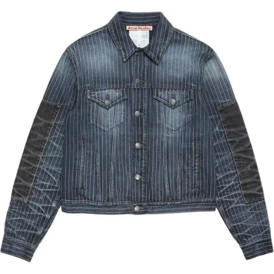 Однобортная джинсовая куртка с длинными рукавами и контрастной строчкой Acne Studios для мужчин и женщин