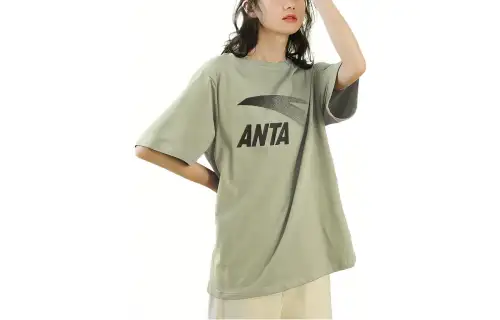 ANTA T Shirts Unisex Green Crew Neck Moderate