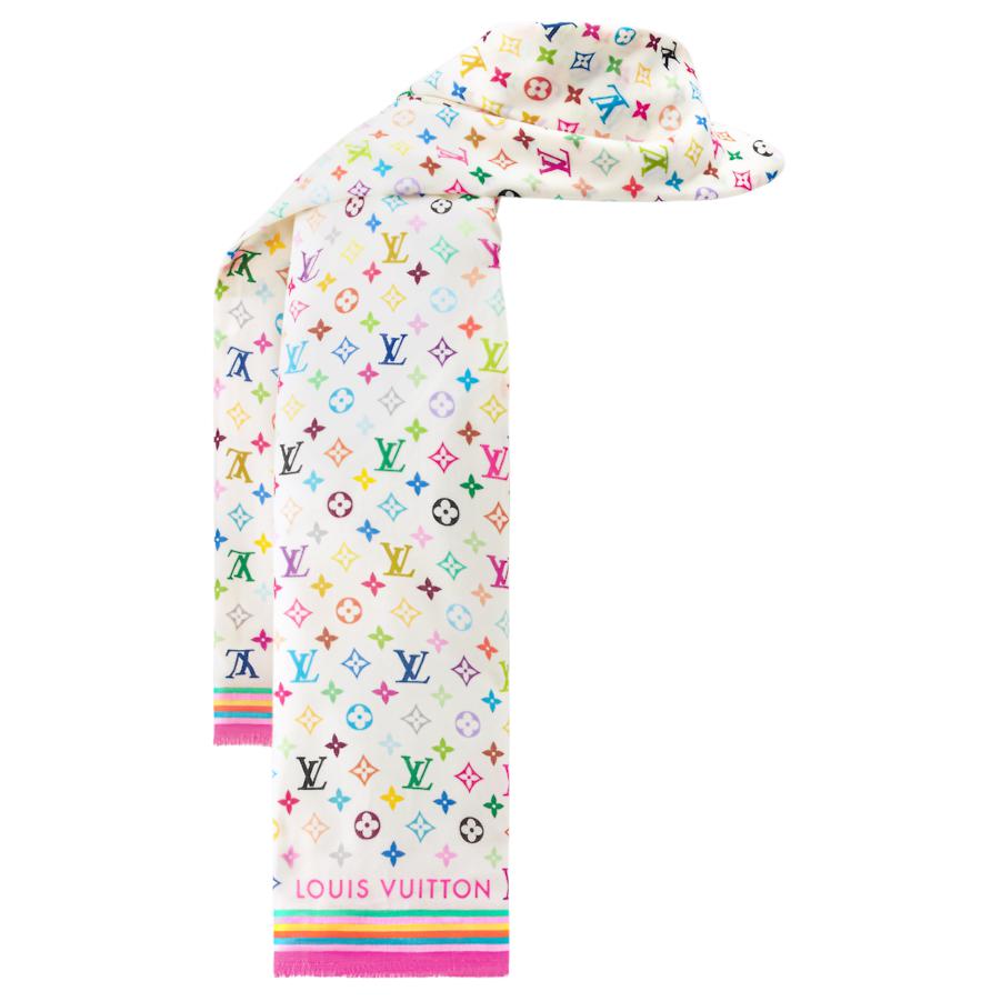 Женский шарф Louis Vuitton x Takashi Murakami (белый)