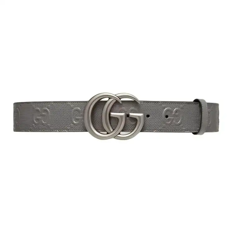 GUCCI Gg Embossed Leather Belt