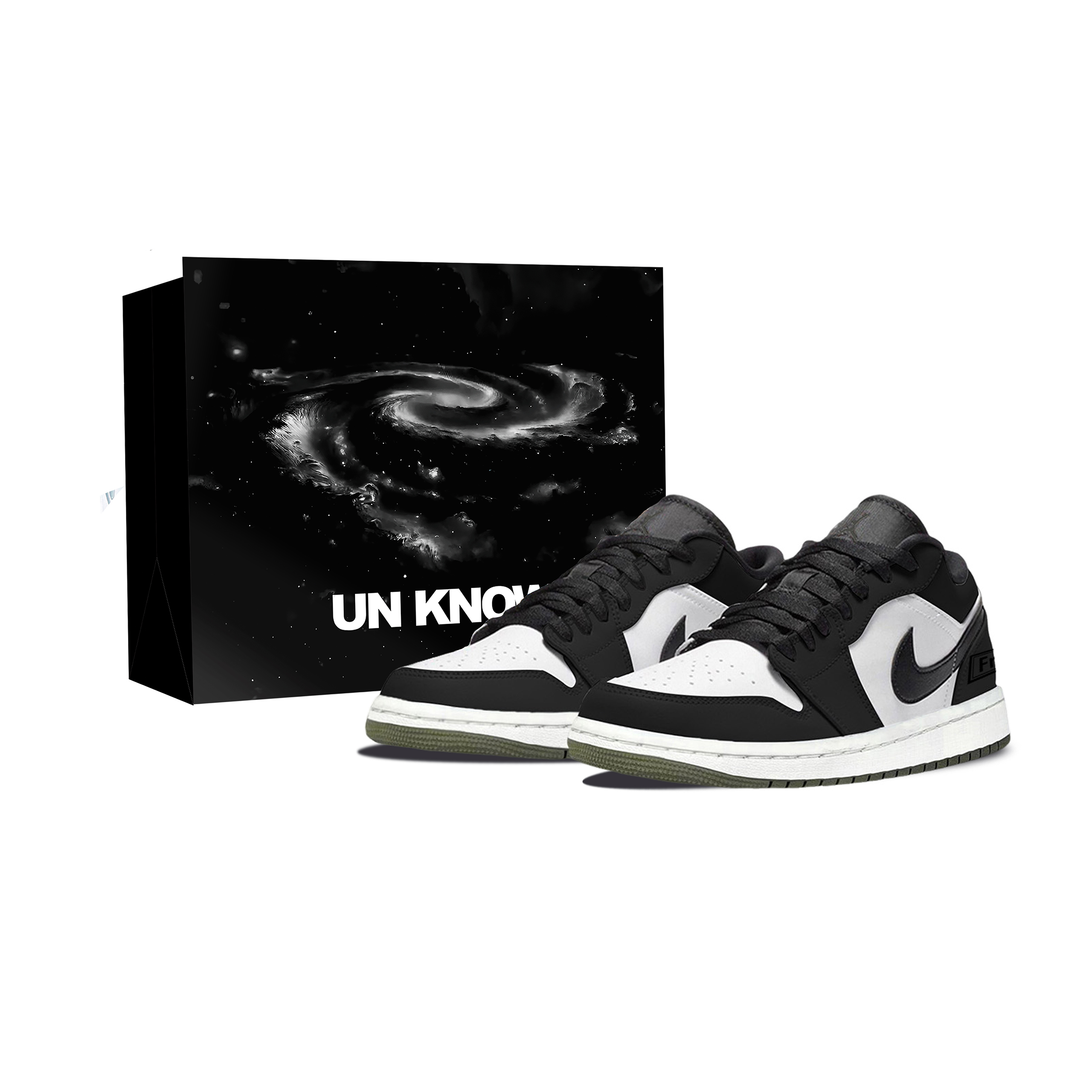 Jordan Air Jordan 1 Black White, Shopping Bag Abrasion Resistant Low top Vintage Basketball Shoes Unisex
