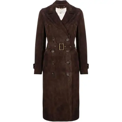 Golden Goose Trench Coats Women's Brown Lapel Moderate Other