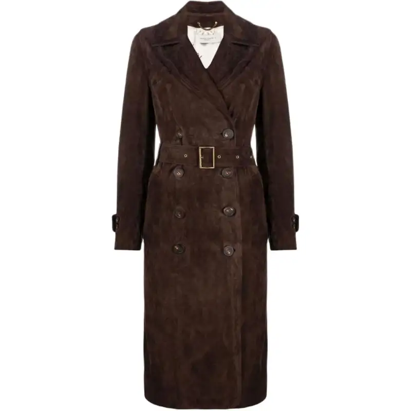 Golden Goose Trench Coats Women's Brown Lapel Moderate Other