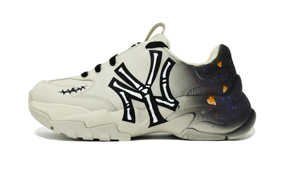 MLB Big Ball Chunky Synthetic Leather Low top Chunky Sneakers Unisex Beige Yellow