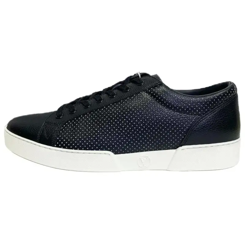 LOUIS VUITTON Leather Low top Skateboard Shoes Men's Black