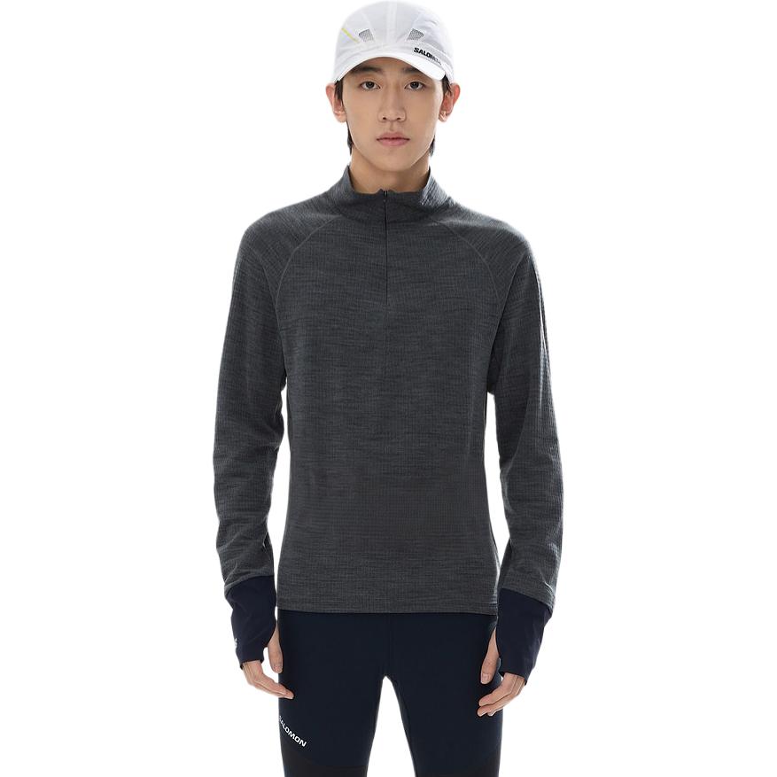 Мужское худи Salomon PL HZ FLEECE PULLOVER (серое)