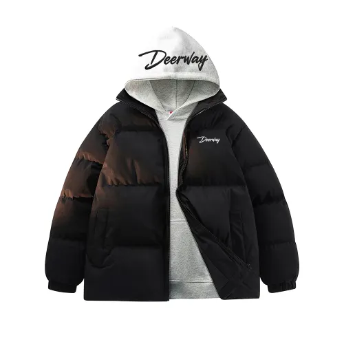 DEERWAY Velvet retro solid demi-season windproof keep warm comfortable down jacket for students for men and women, duck down, American style, high-quality style, oversize, for beloved