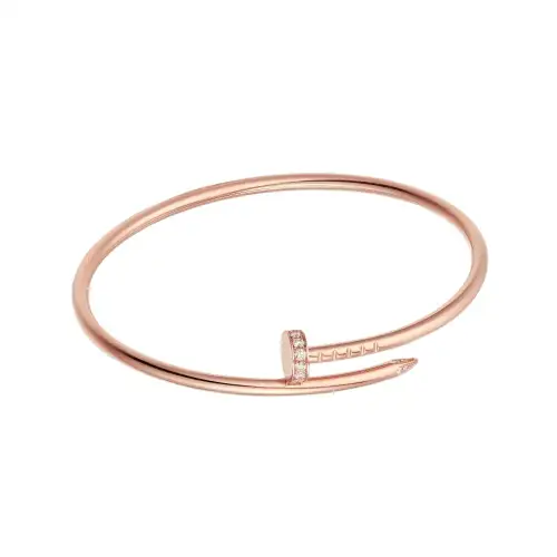 CARTIER JUSTE UN CLOU 18K Gold Diamond Bangles Unisex Rose Gold