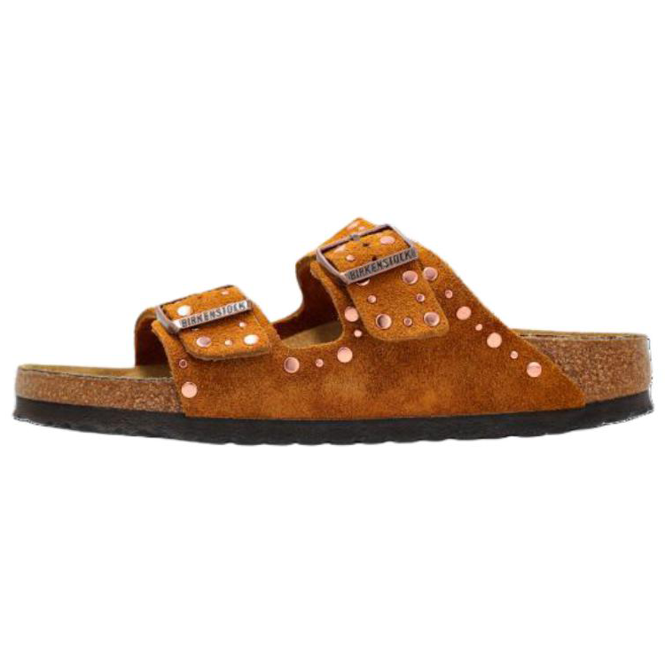 Женские сабо Birkenstock Arizona Rivet Border (коричневые)