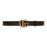 GUCCI GG Marmont Leather Belts Women's Dark Brown Width 3cm