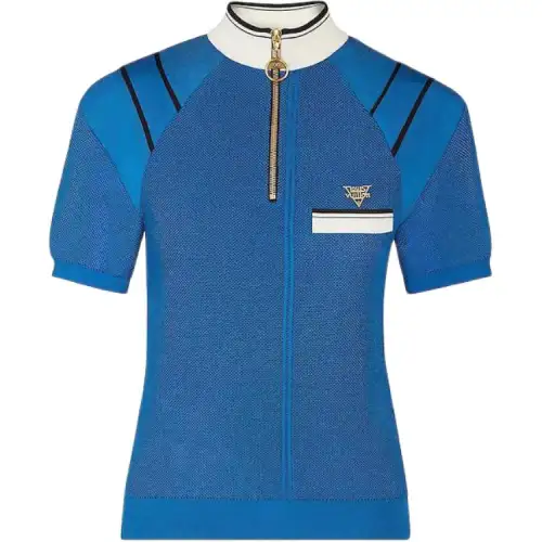 LOUIS VUITTON New Quarterly Products Of LV T Shirts Women's Blue Stand Collar Moderate Other