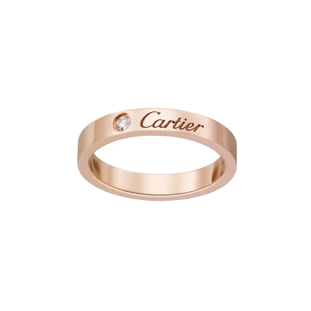 CARTIER C DE CARTIER 18K Gold Diamond Rings Unisex Rose Gold