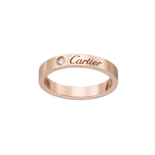 CARTIER C DE CARTIER 18K Gold Diamond Rings Unisex Rose Gold
