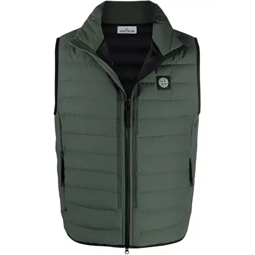 STONE ISLAND Vests Unisex Green Stand Collar Moderate