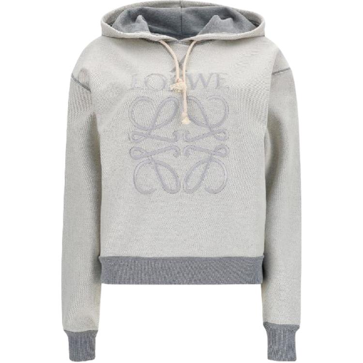 LOEWE Loewe Tangram Cotton Embroidered Hooded Sweatshirt Women's Heather Gray