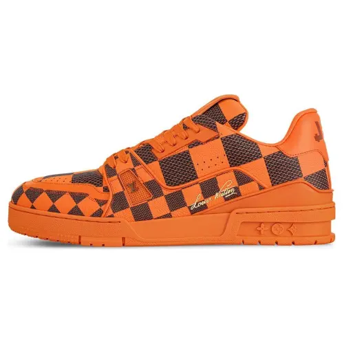 LOUIS VUITTON Trainer Leather Low top Skateboard Shoes Unisex Orange