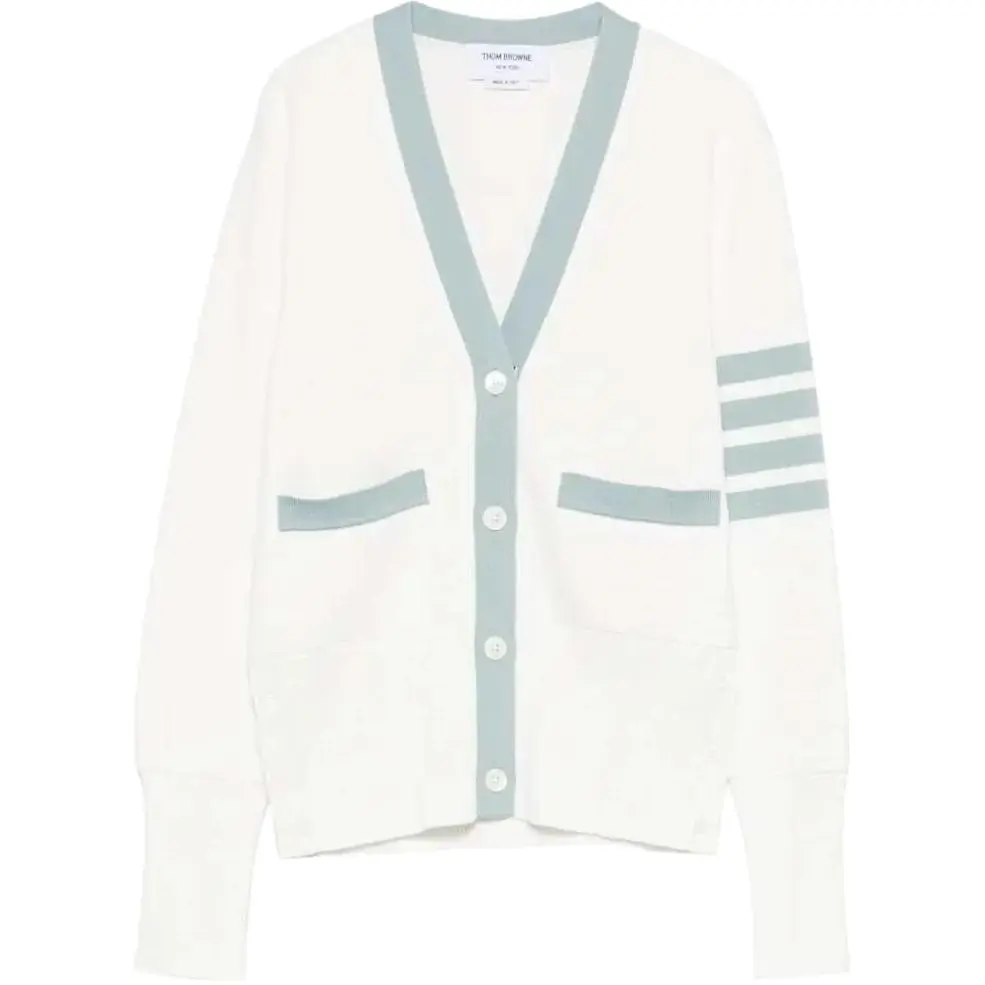 Thom Browne 4-Bar Striped V-Neck Buttoned Cardigan