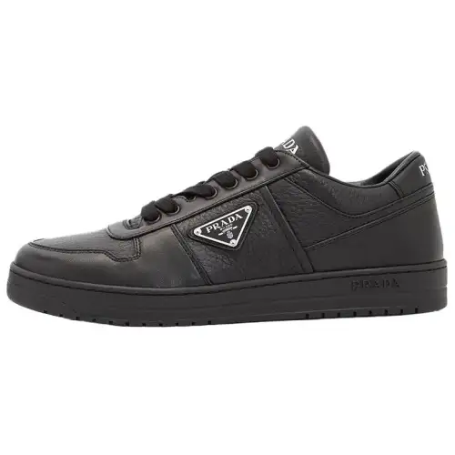 PRADA Downtown Leather Low top Skateboard Shoes Men's Black