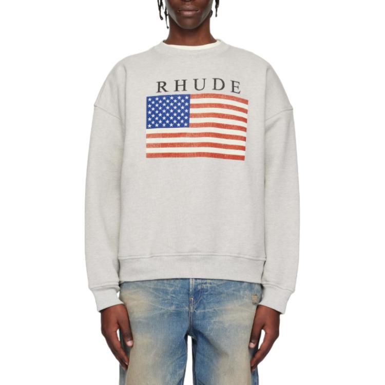 Мужские худи RHUDE USA Flag Sweatshirt (серый)