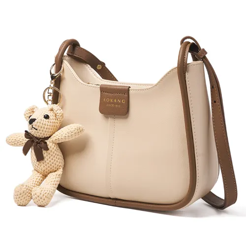 AOKANG Cow Leather Underarm Shoulder Bag Regular Women's White/Black/Yellow
