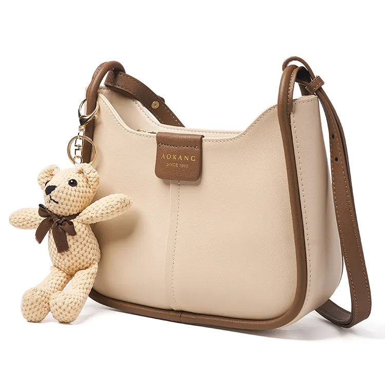 AOKANG Cow Leather Underarm Shoulder Bag Regular Women's White/Black/Yellow
