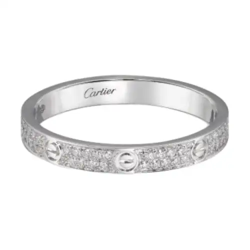 CARTIER LOVE 18K Gold Diamond Rings Unisex White Gold