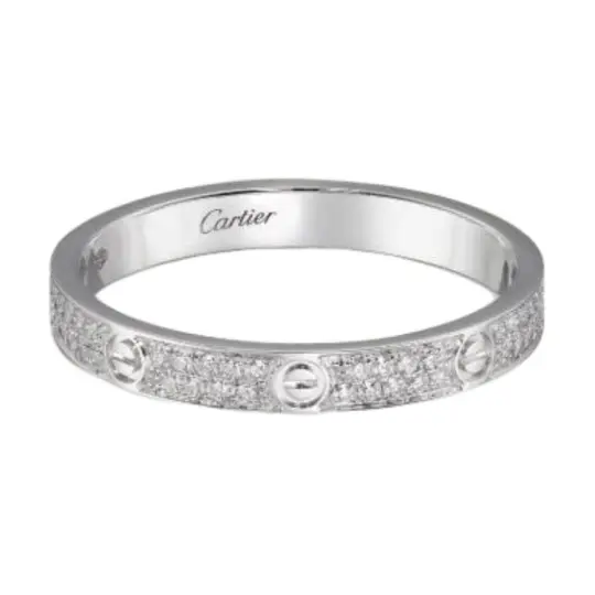 CARTIER LOVE 18K Gold Diamond Rings Unisex White Gold